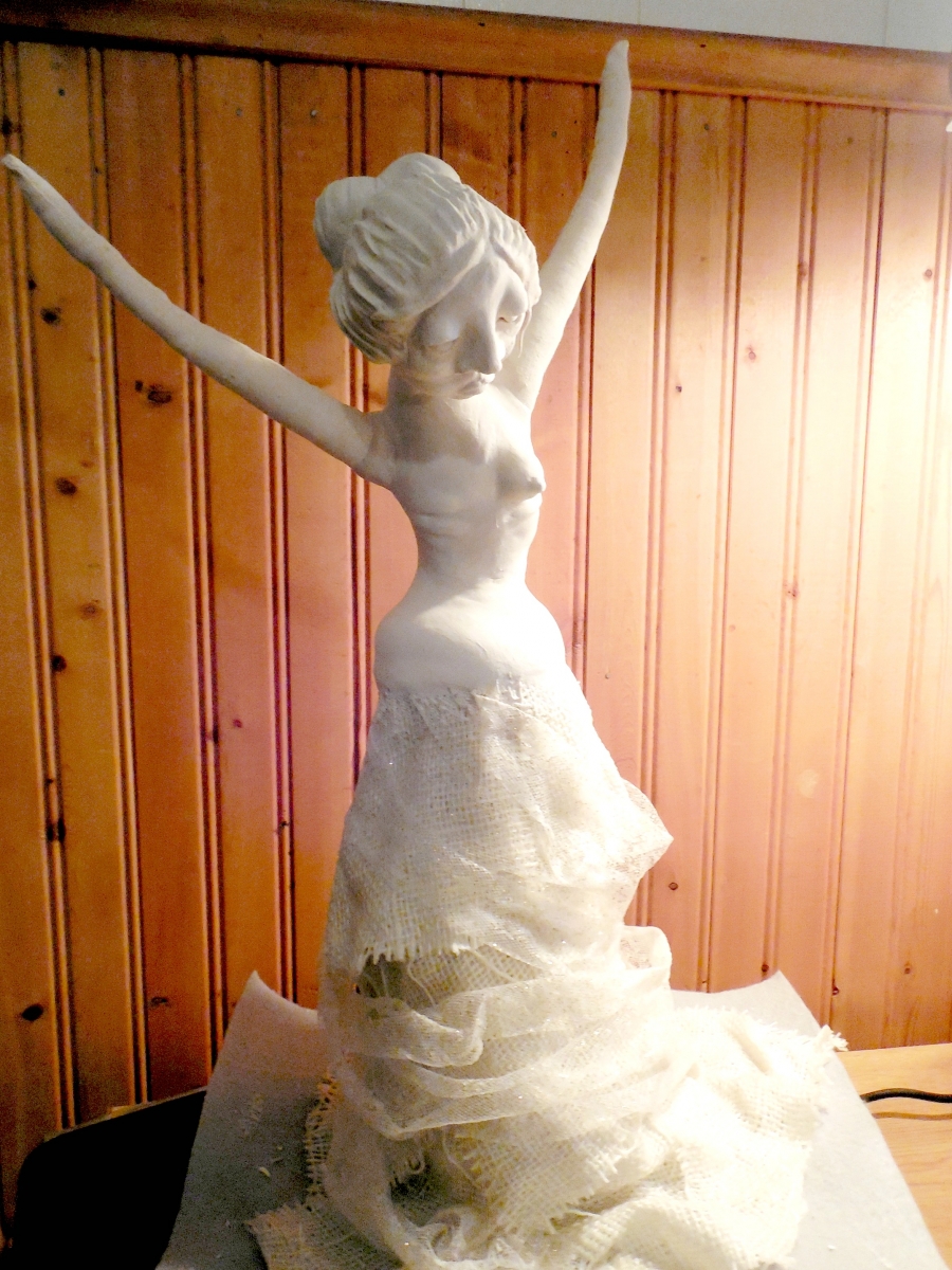 Work in Progress of Breast Cancer Survivor Art Doll by Jeanne Fry
