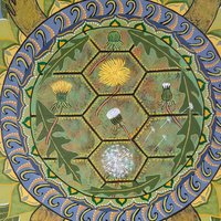 Cycles of Life - Original Mandala Painting - Turtle with Dandelions 12x16