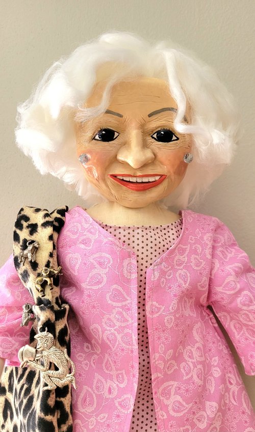 Betty White - OOAK Art Doll with Miniature Tote Bag