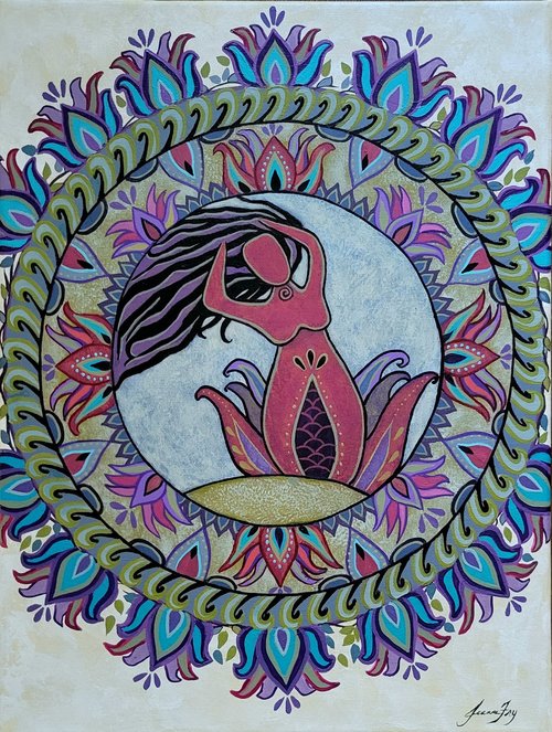 Floral Goddess Wall Art - Original Canvas Painting 12x16