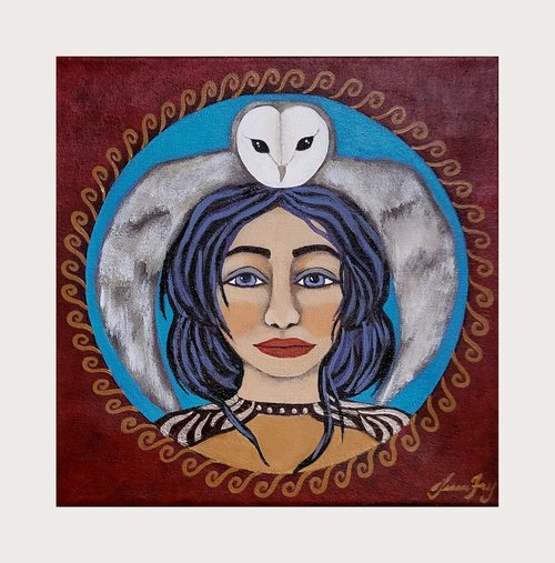 Minerva and her Owl - Original Painting 10x10